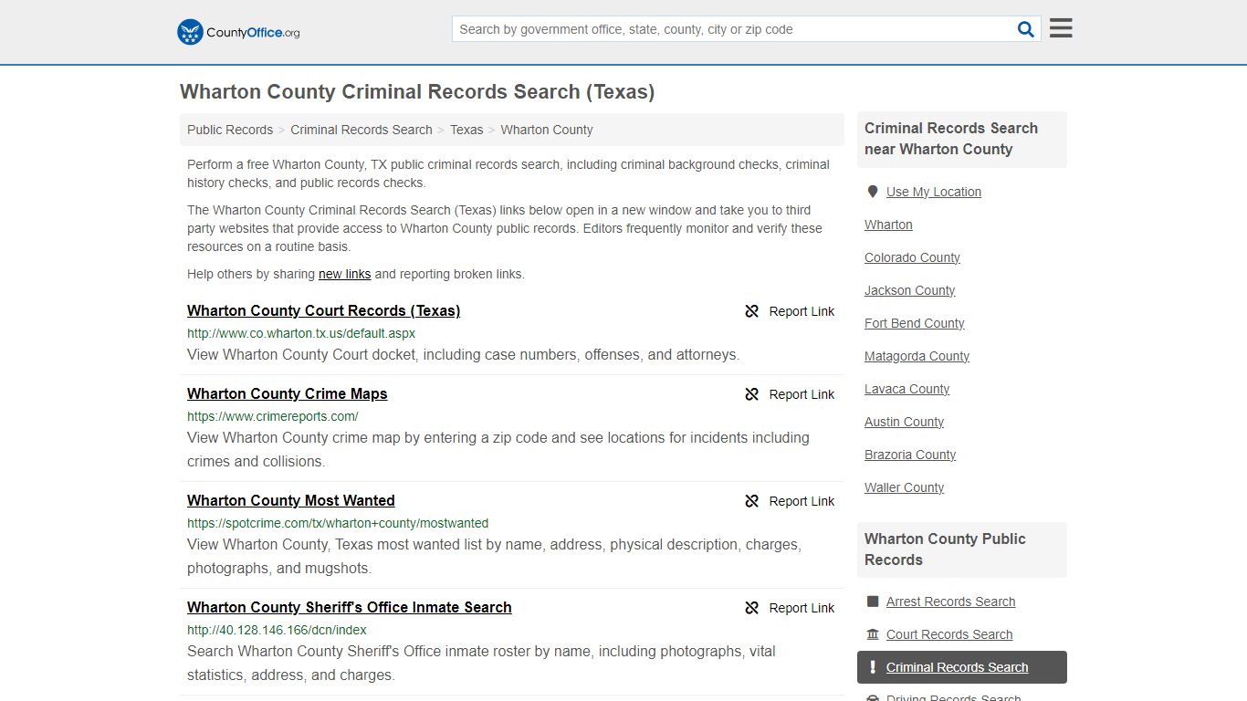 Wharton County Criminal Records Search (Texas) - County Office